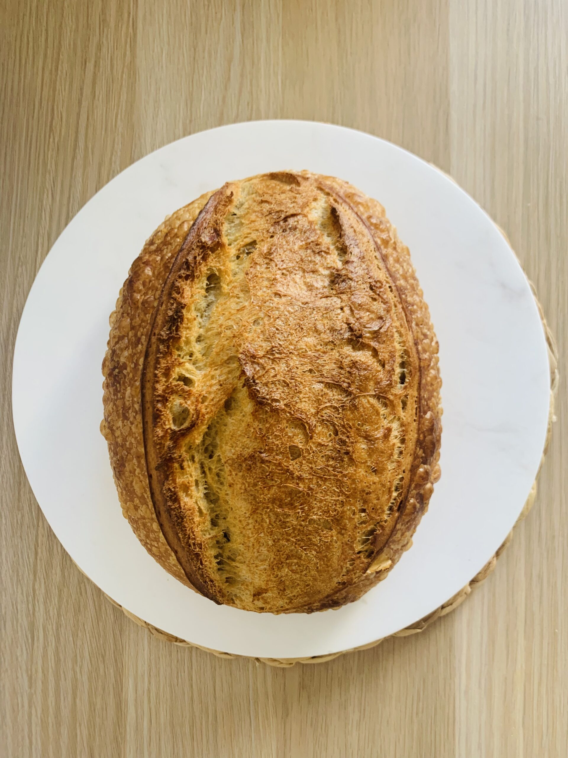Golden sourdough loaf