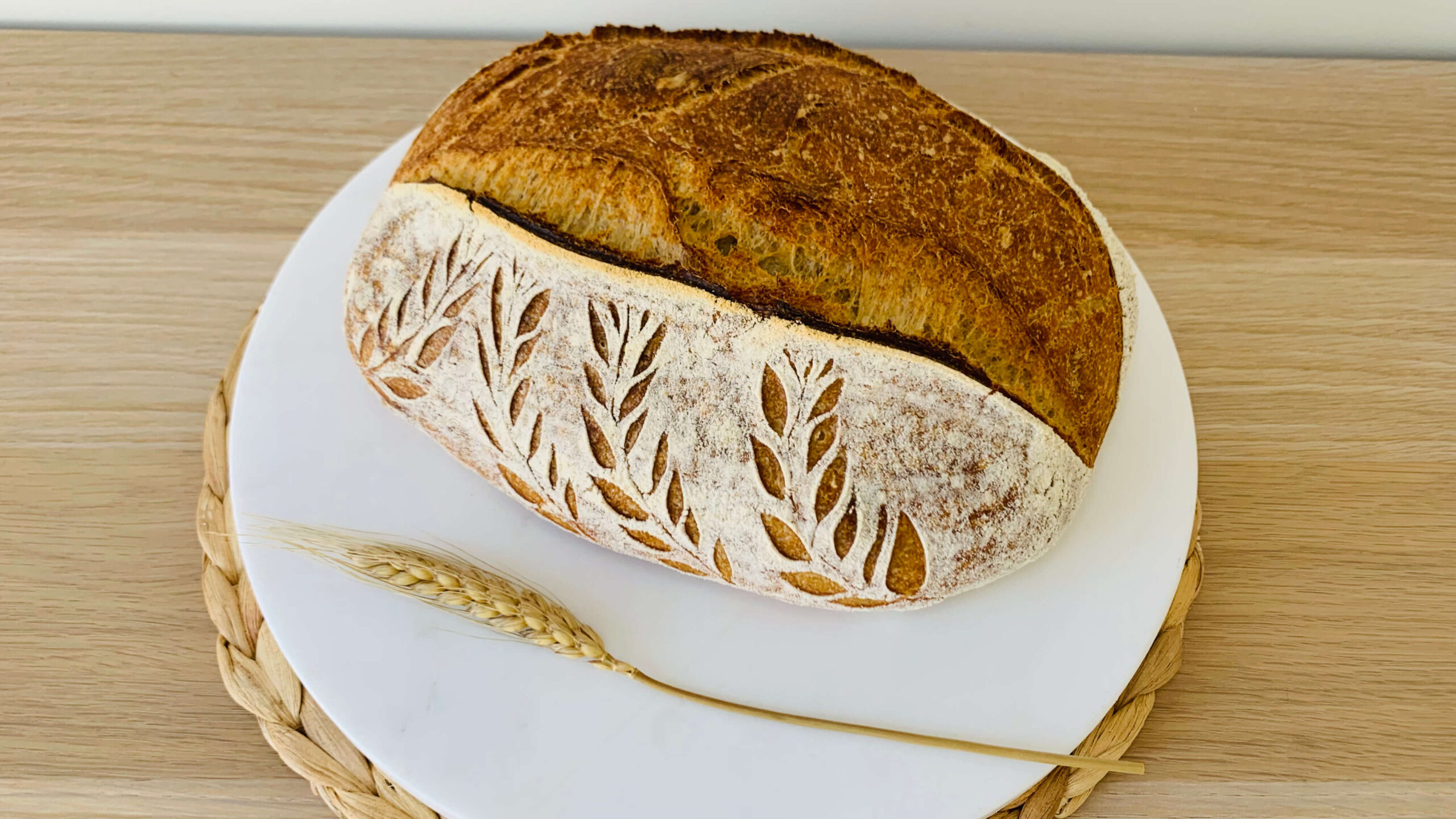 Artisan sourdough with wheat scoring